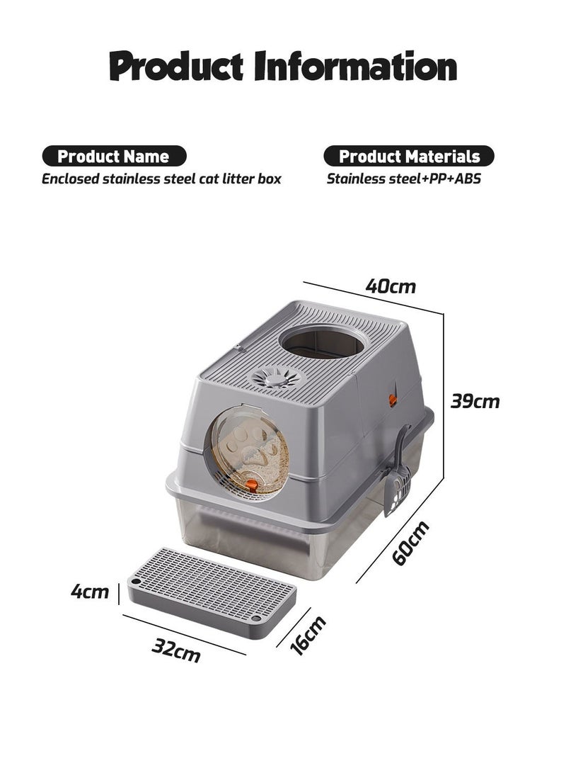 كيدل صندوق فضلات قطط مغلق بالكامل، مرحاض قطط مغطى بالكامل، سعة كبيرة - Image 5